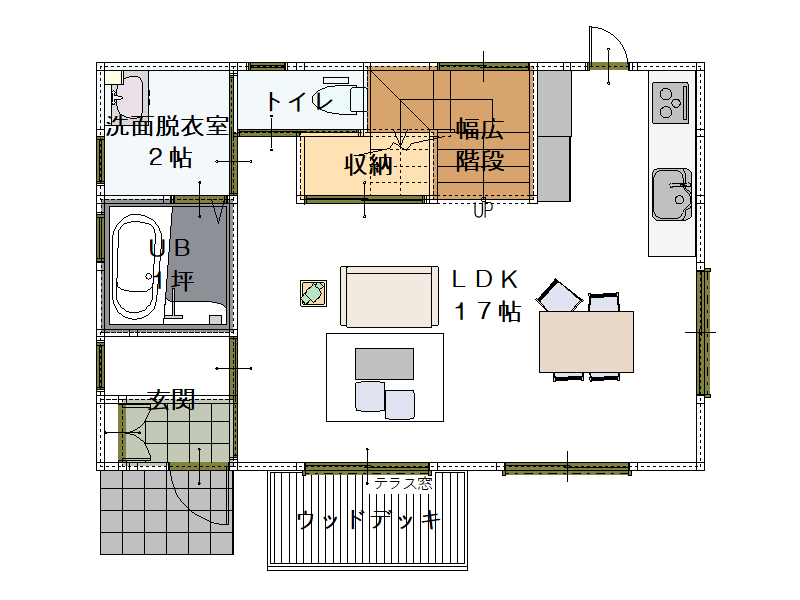 3LDK 27坪平面図1階