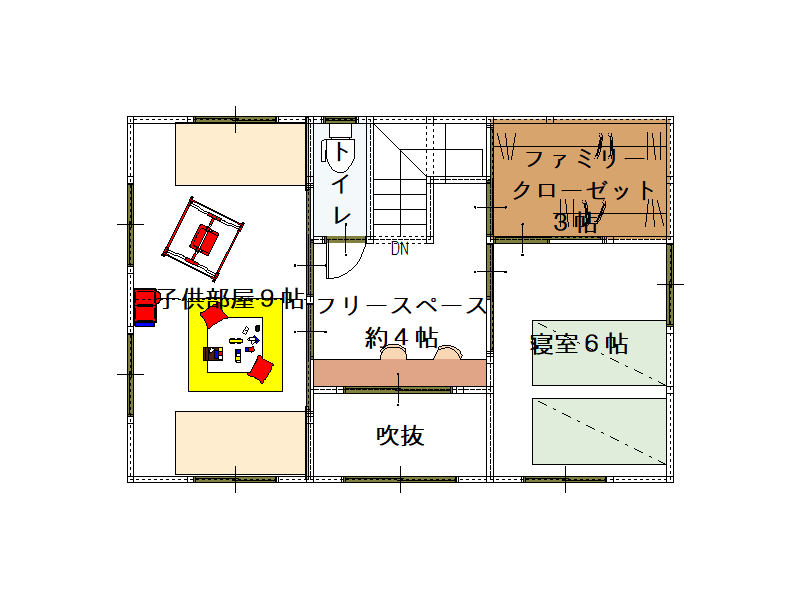 3LDK 27坪平面図2階